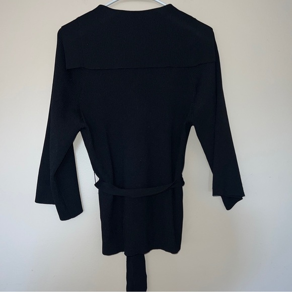 tad b Women’s Shawl Collar Button Snap Cardigan Sweater With Belt Black Sz Small - Picture 6 of 8